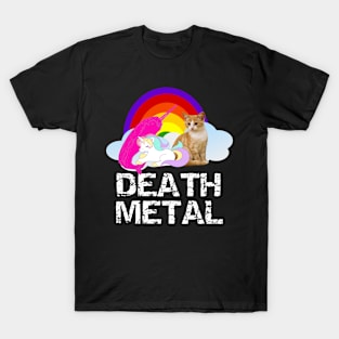 Death Metal Unicorn Narwhal Kitten Funny Heavy Metal Lover Shirt T-Shirt